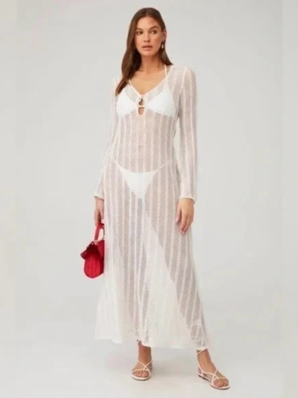 NWT Show Me Your Mumu Vacay Crochet Maxi Cover Up White XL MSRP $178
